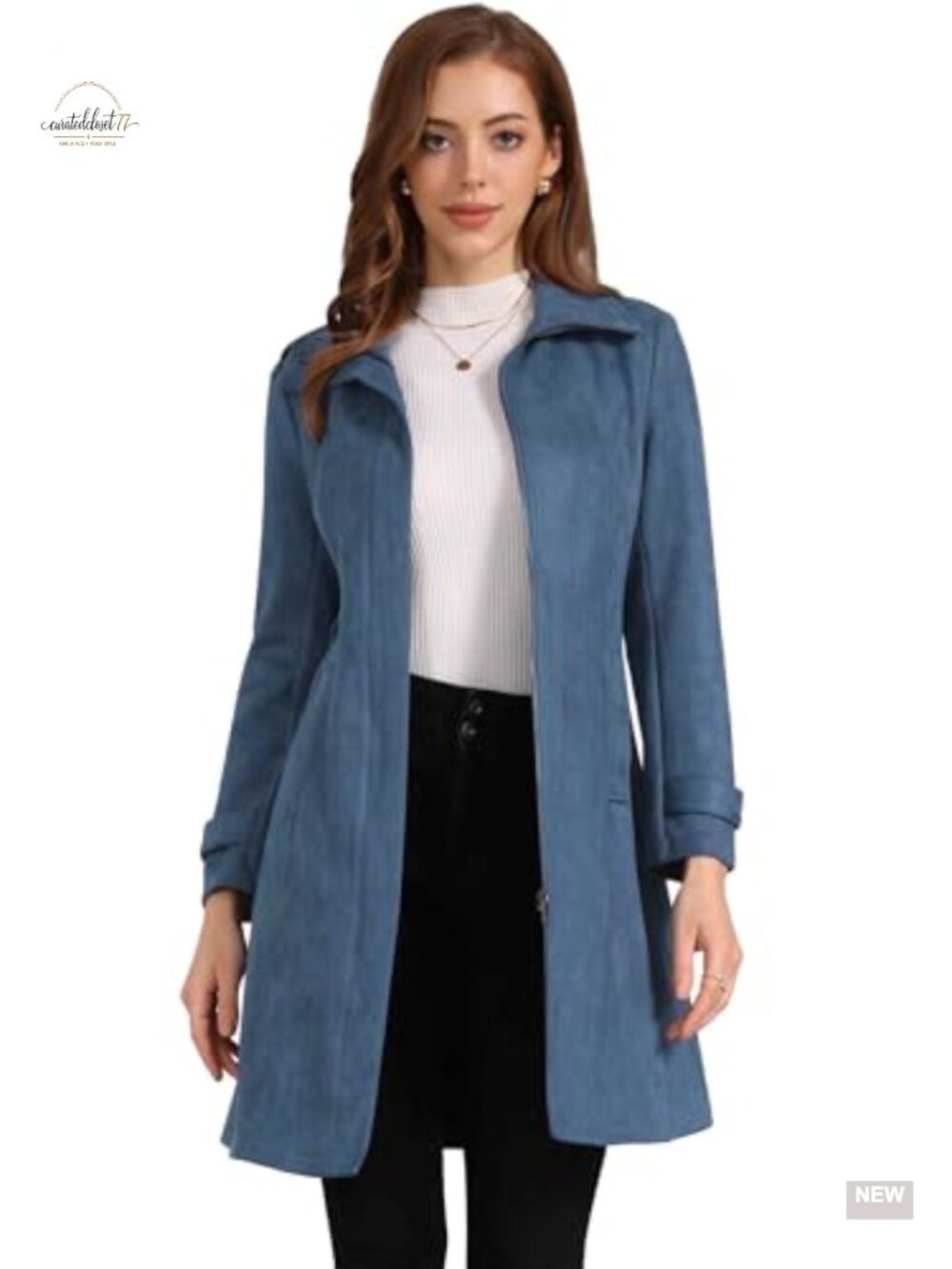 Faux Suede Trench Coat Belted Zipper Long OverCoat